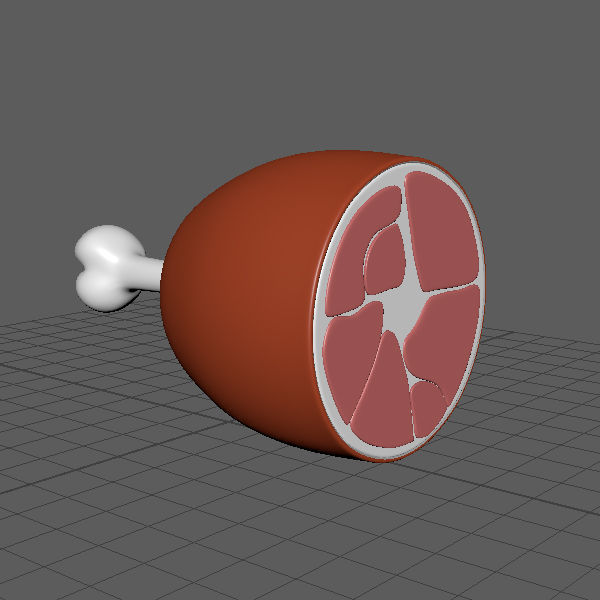 Ham Cartoon meat on bone 3D model_6