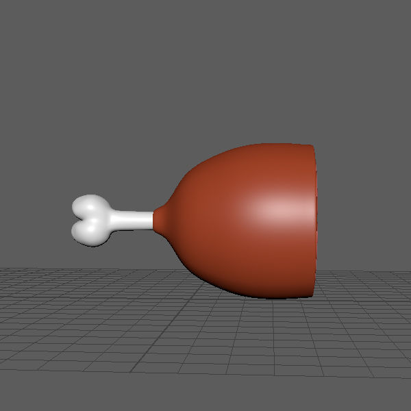 Ham Cartoon meat on bone 3D model_4