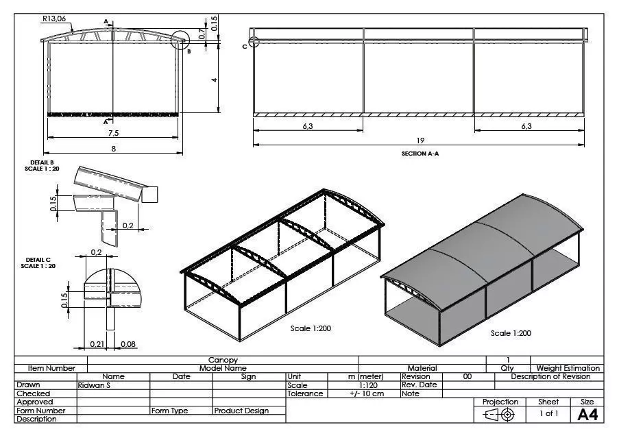 Canopy design of carport Free 3D model_0