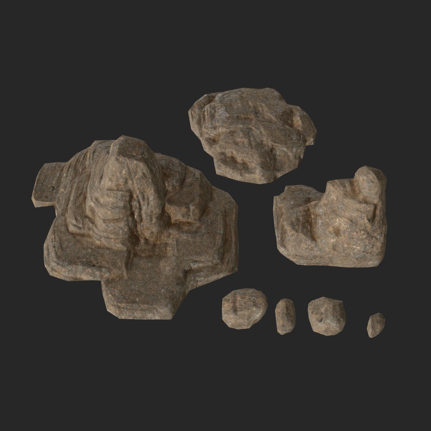 Lowpoly sandstone Kit bundle 3D model_4