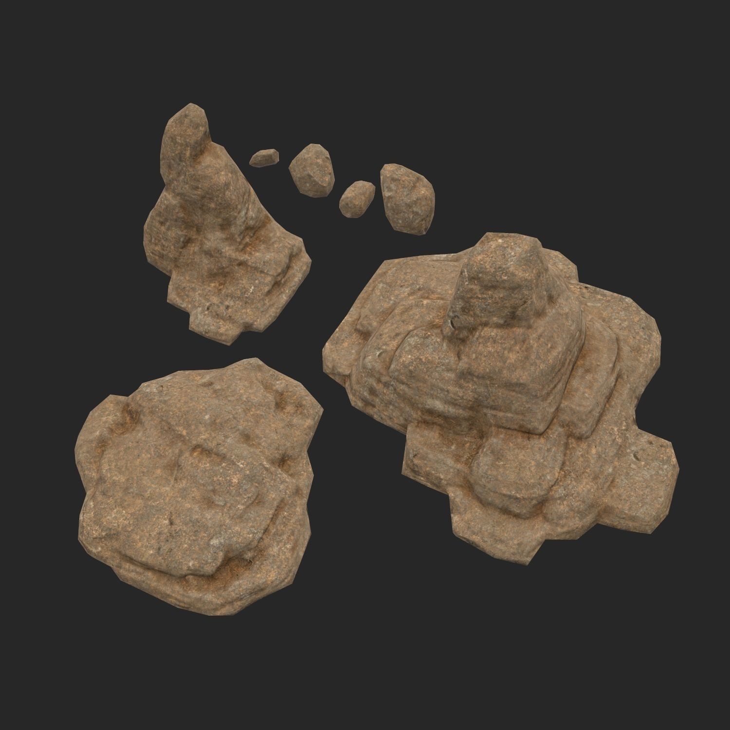 Lowpoly sandstone Kit bundle 3D model_1