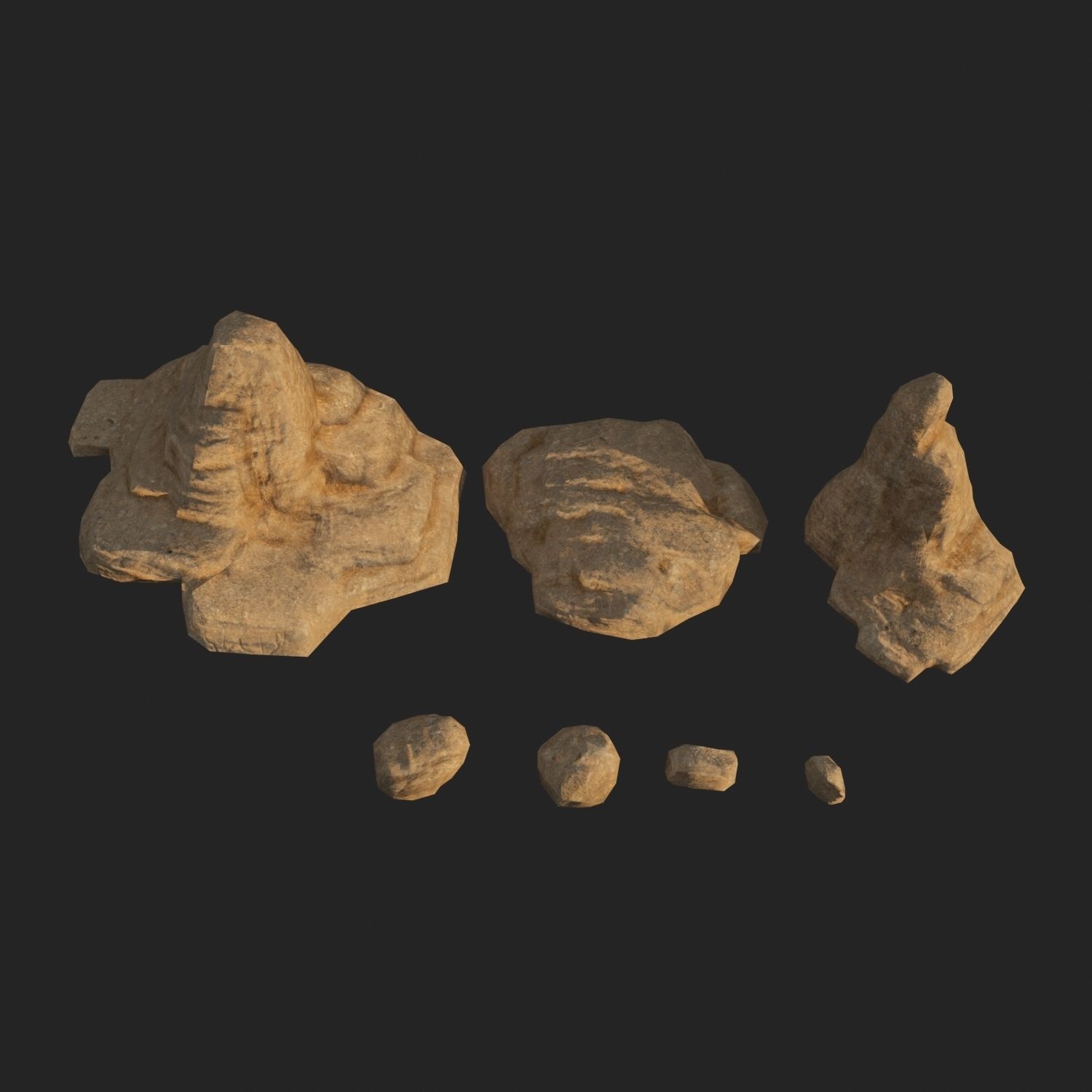 Lowpoly sandstone Kit bundle 3D model_7