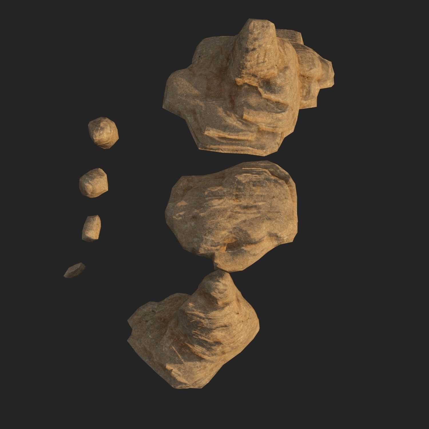 Lowpoly sandstone Kit bundle 3D model_8