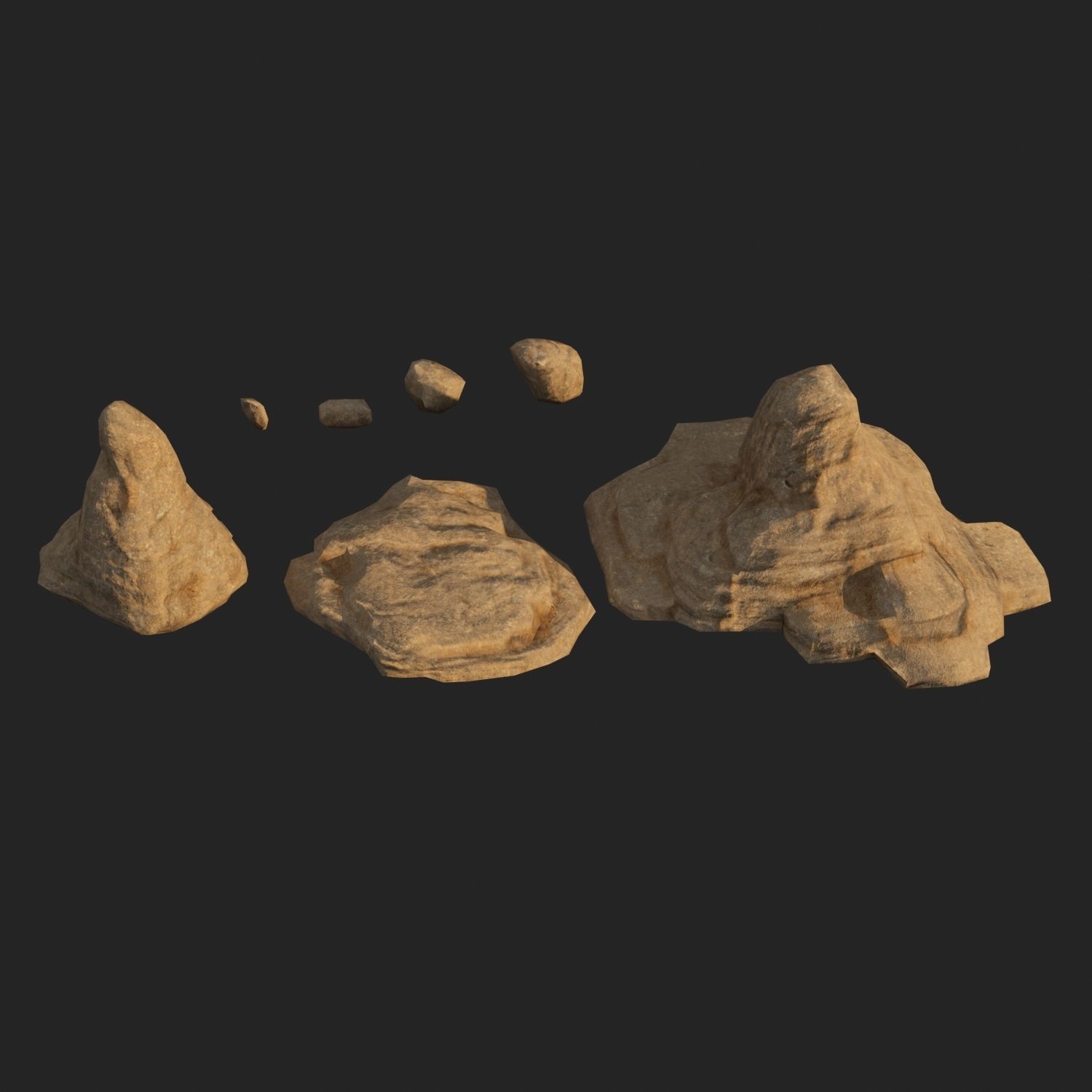 Lowpoly sandstone Kit bundle 3D model_9