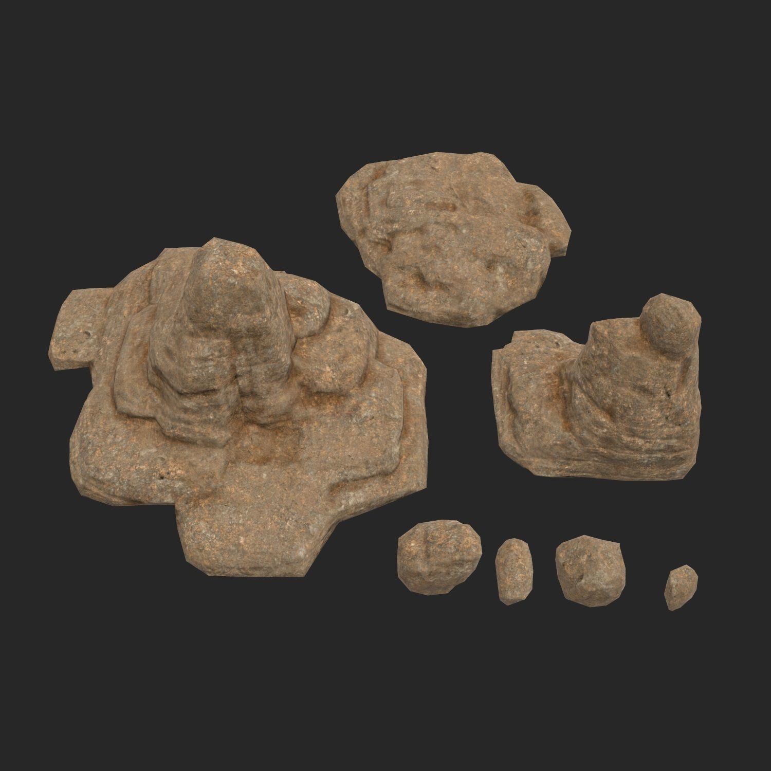 Lowpoly sandstone Kit bundle 3D model_3