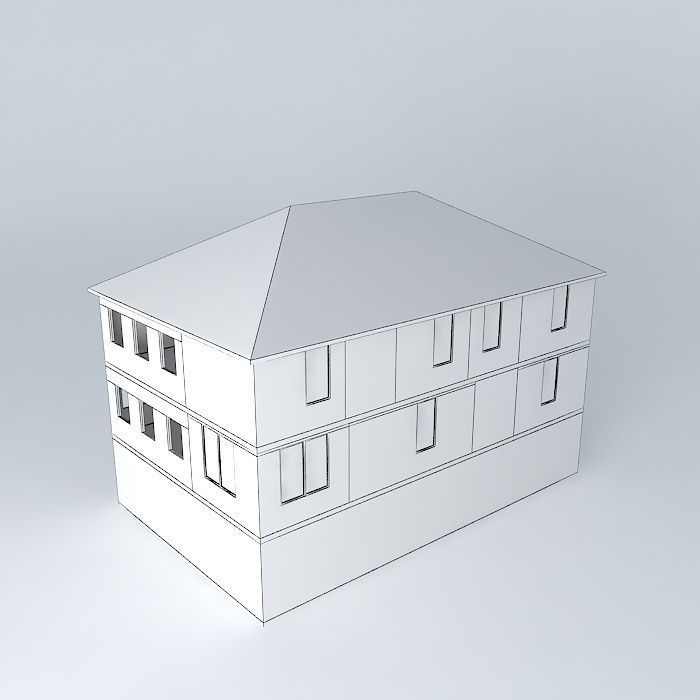 Red Brick House Free 3D model_3