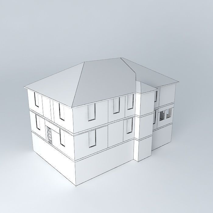 Red Brick House Free 3D model_4