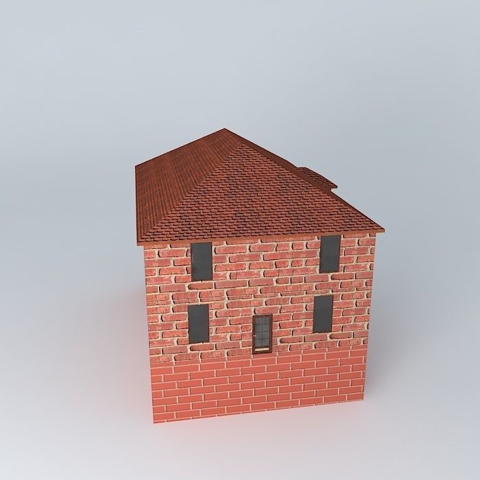Red Brick House Free 3D model_2