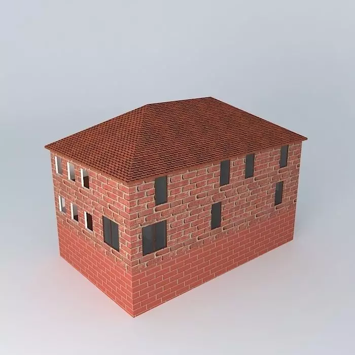 Red Brick House Free 3D model_0