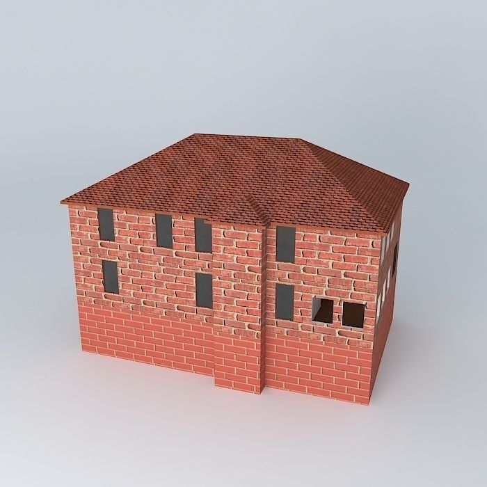 Red Brick House Free 3D model_1