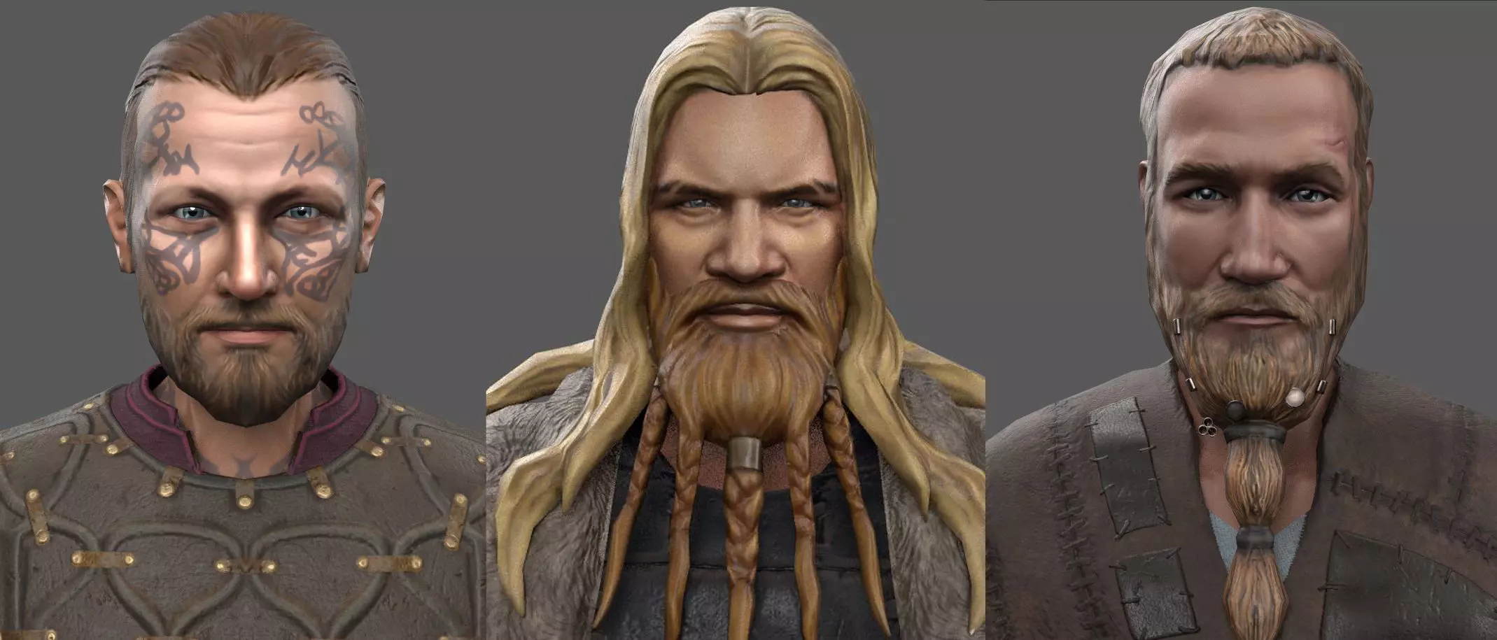 3 Vikings - Lowpoly Stylized Characters Low-poly 3D model_0