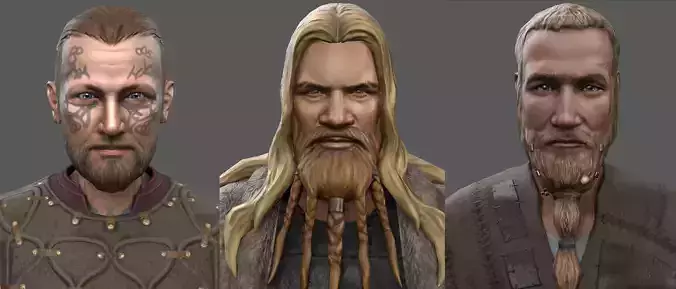 3 Vikings - Lowpoly Stylized Characters