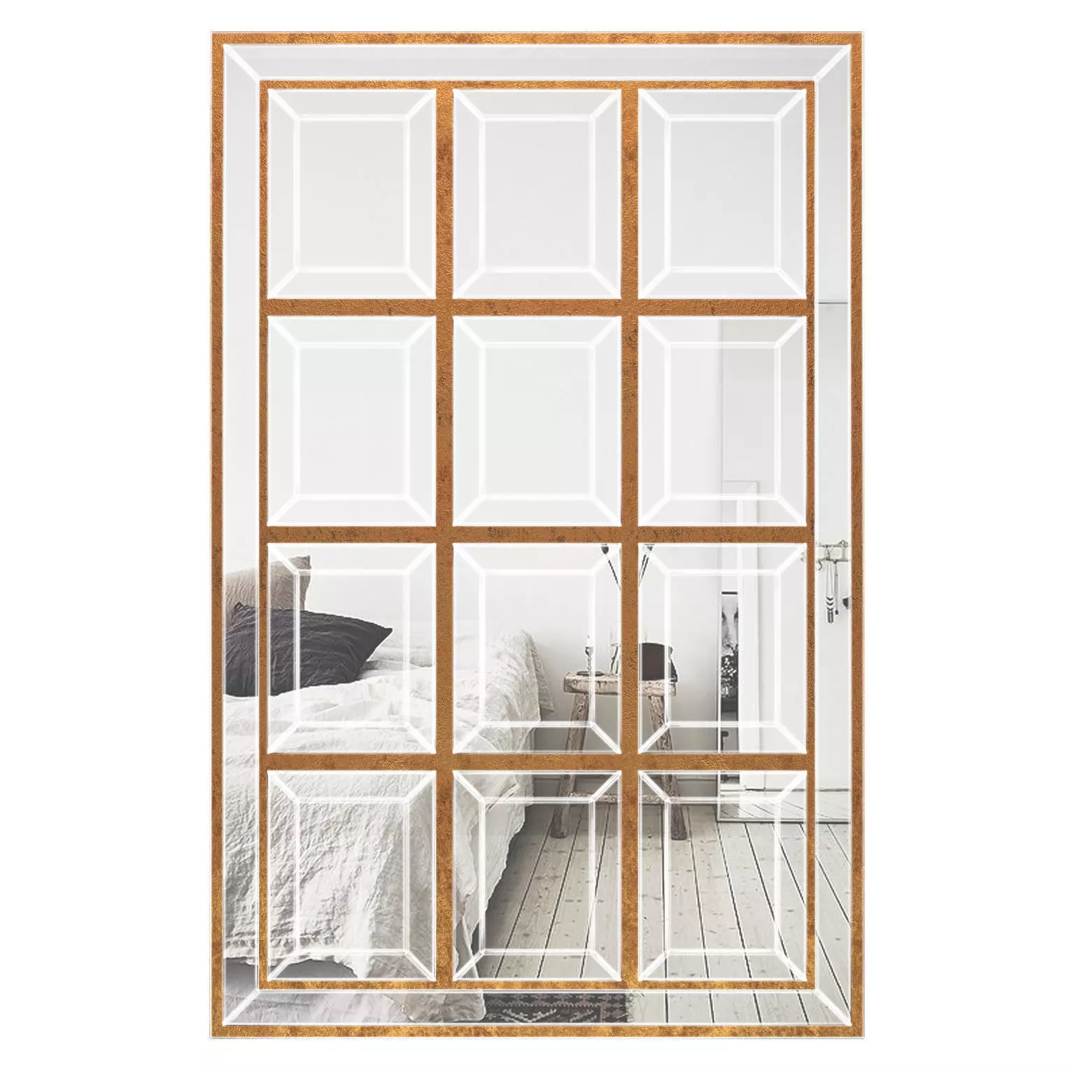 Beveled Glass Rectangular Framed Wall Mirror MMR1748 3D model_0