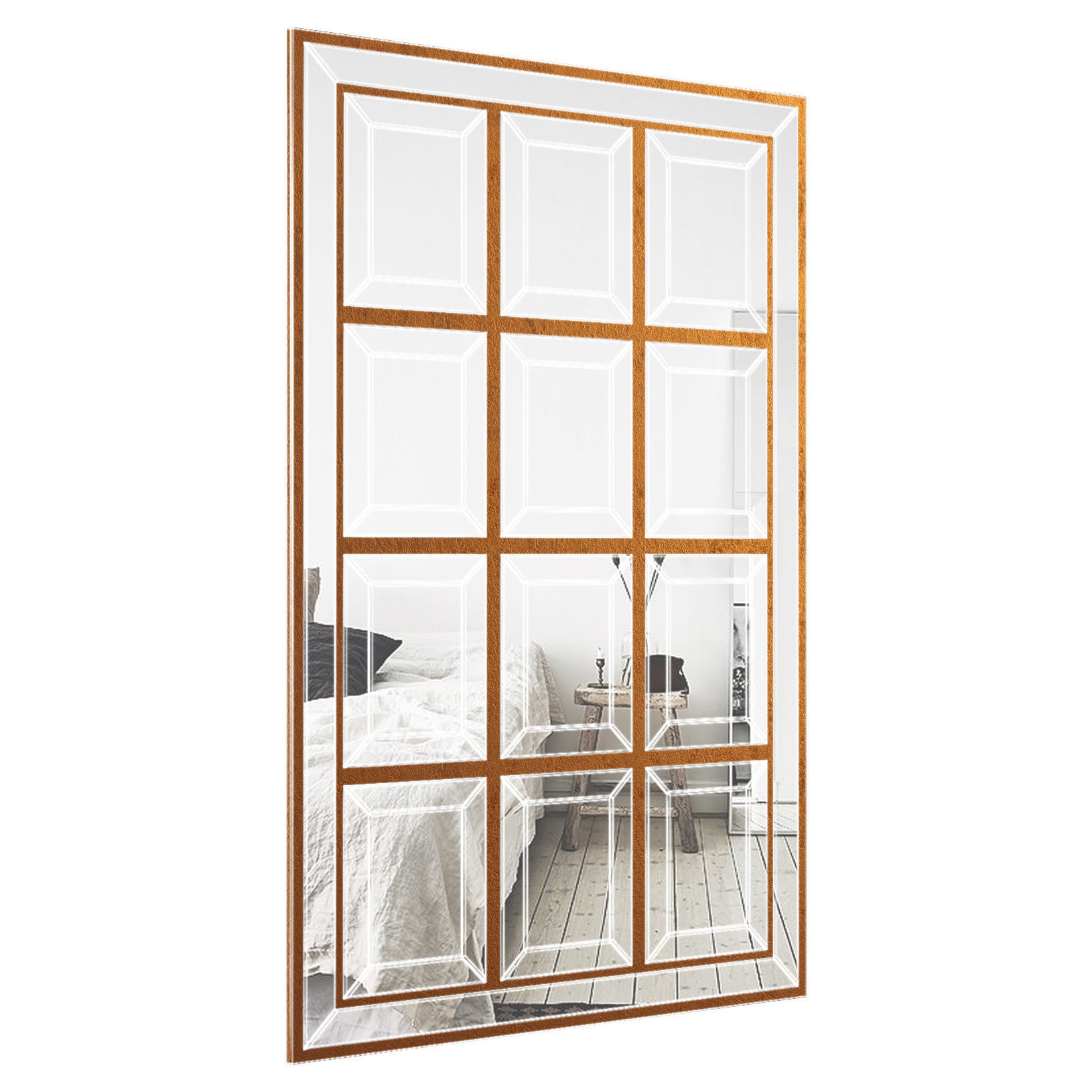 Beveled Glass Rectangular Framed Wall Mirror MMR1748 3D model_1