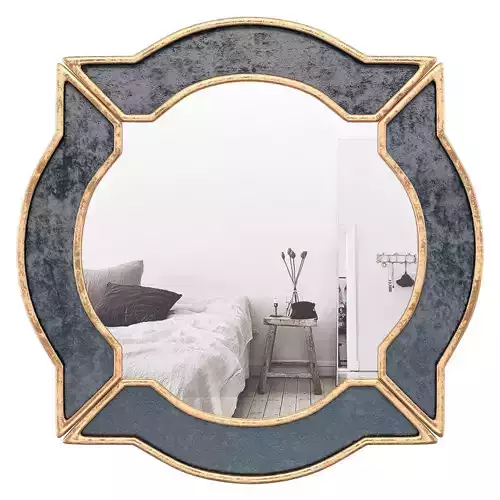 Black-Gold Resin Wall Mirror WRLO8479