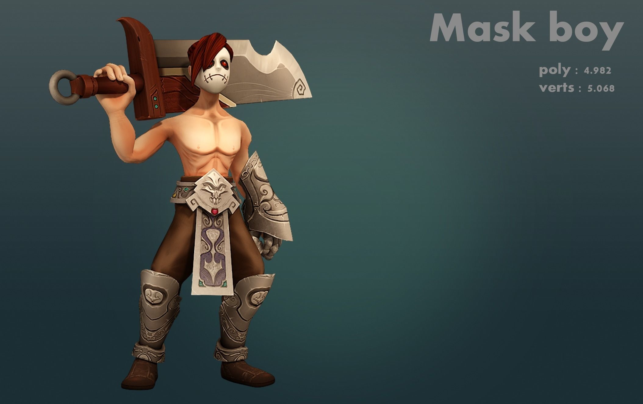 Mask boy Free low-poly 3D model_0