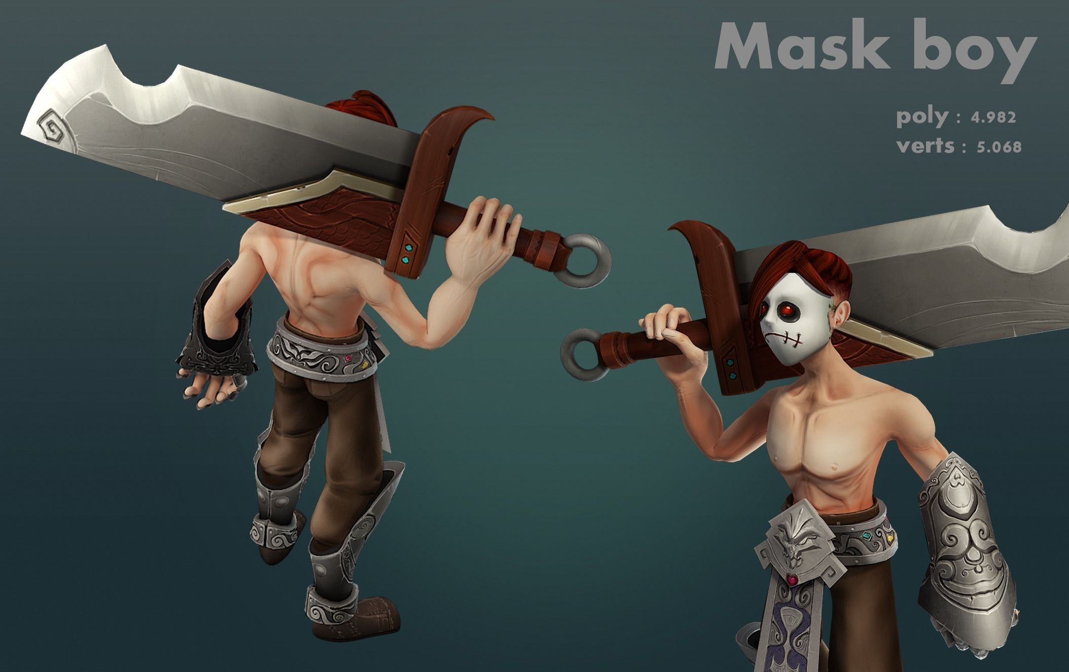 Mask boy Free low-poly 3D model_2