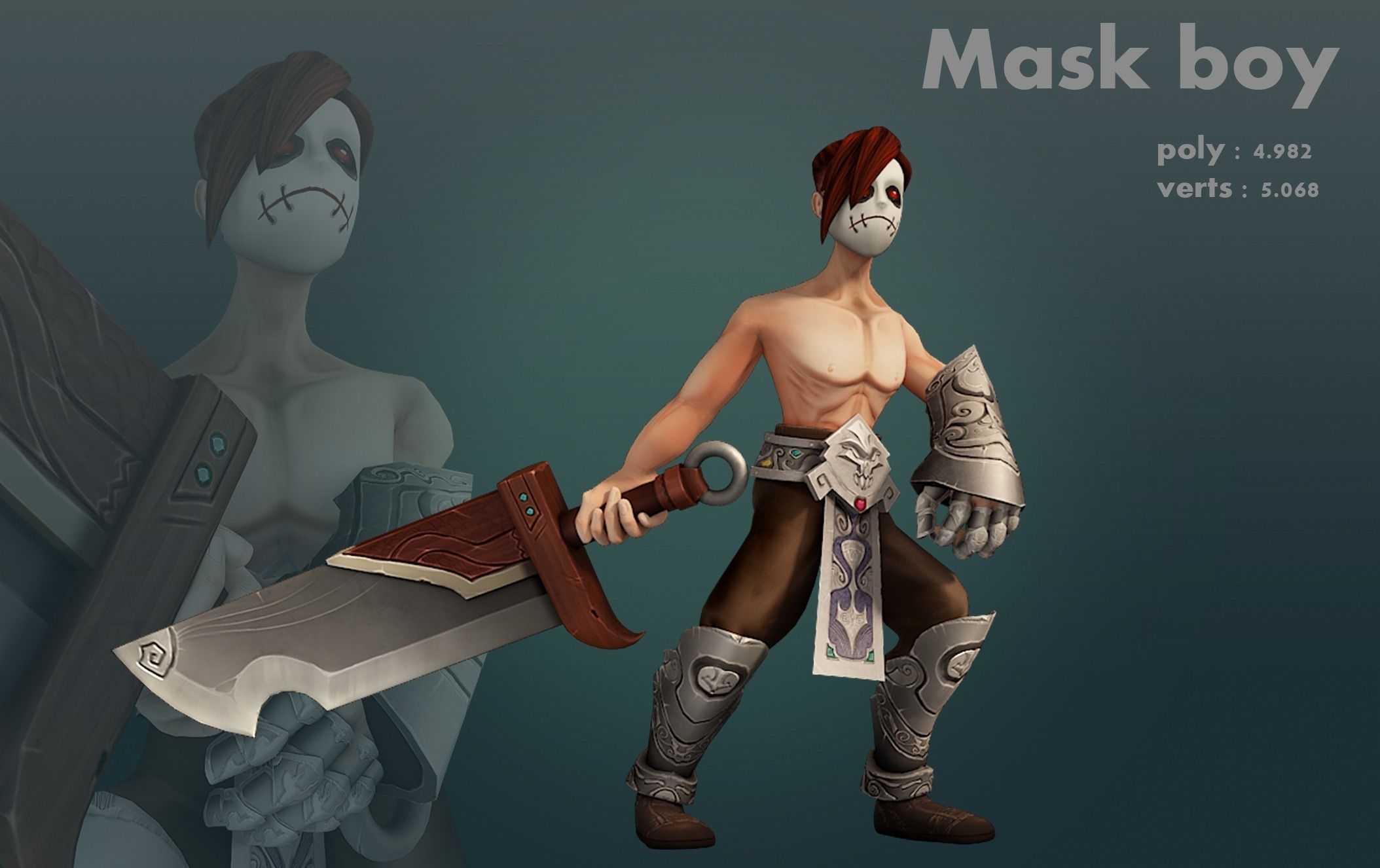 Mask boy Free low-poly 3D model_1