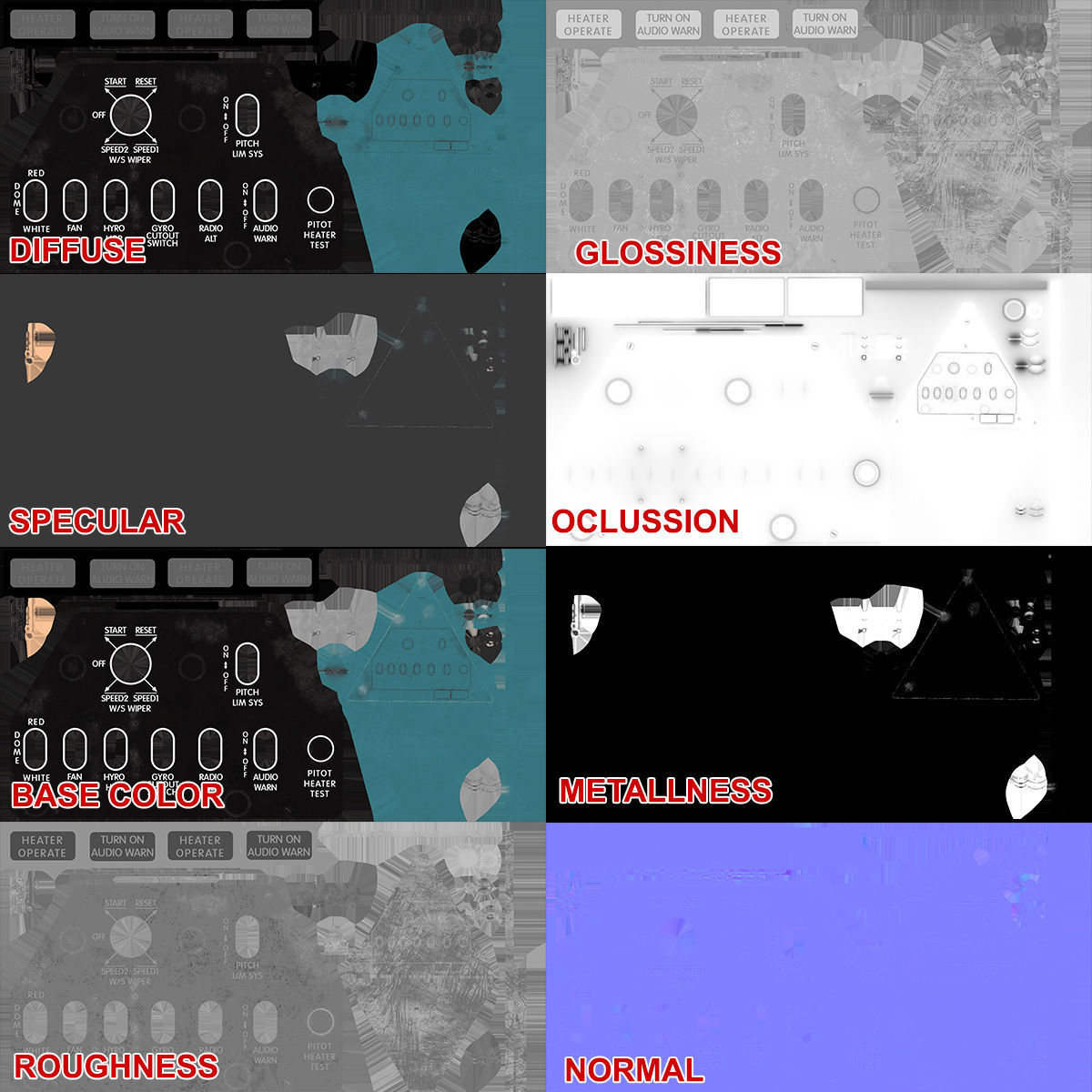 Mi-8MT Mi-17MT Left Triangular Panels Board English Low-poly 3D model_32