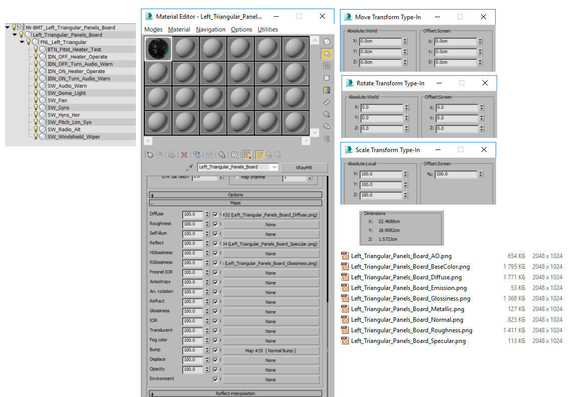 Mi-8MT Mi-17MT Left Triangular Panels Board English Low-poly 3D model_35