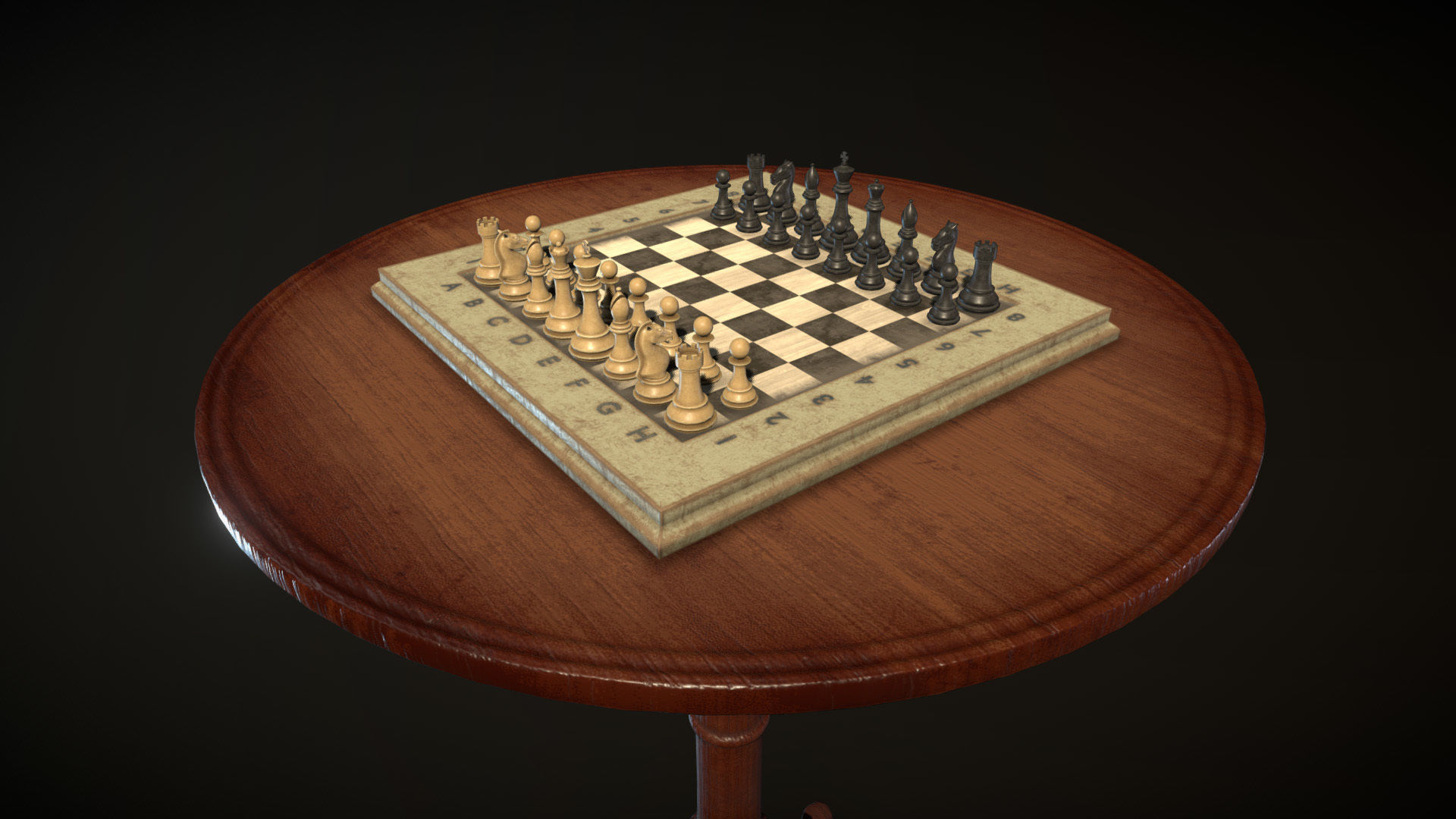 Old Chess Set Low-poly 3D model_2