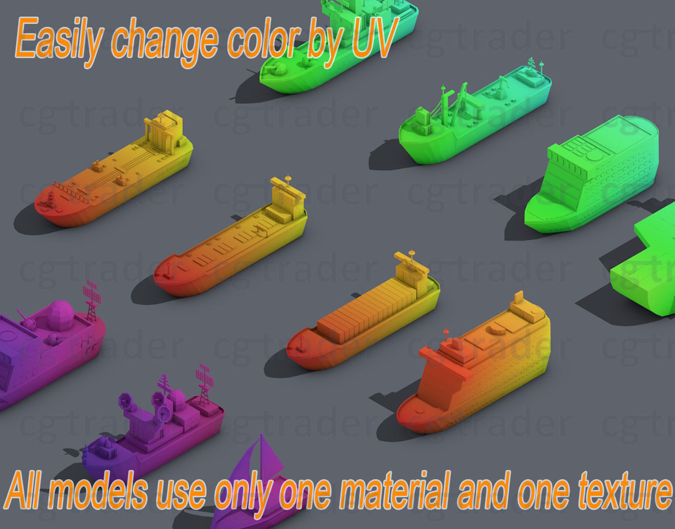 Low poly Ships pack 01 Isometric Low-poly 3D model_2