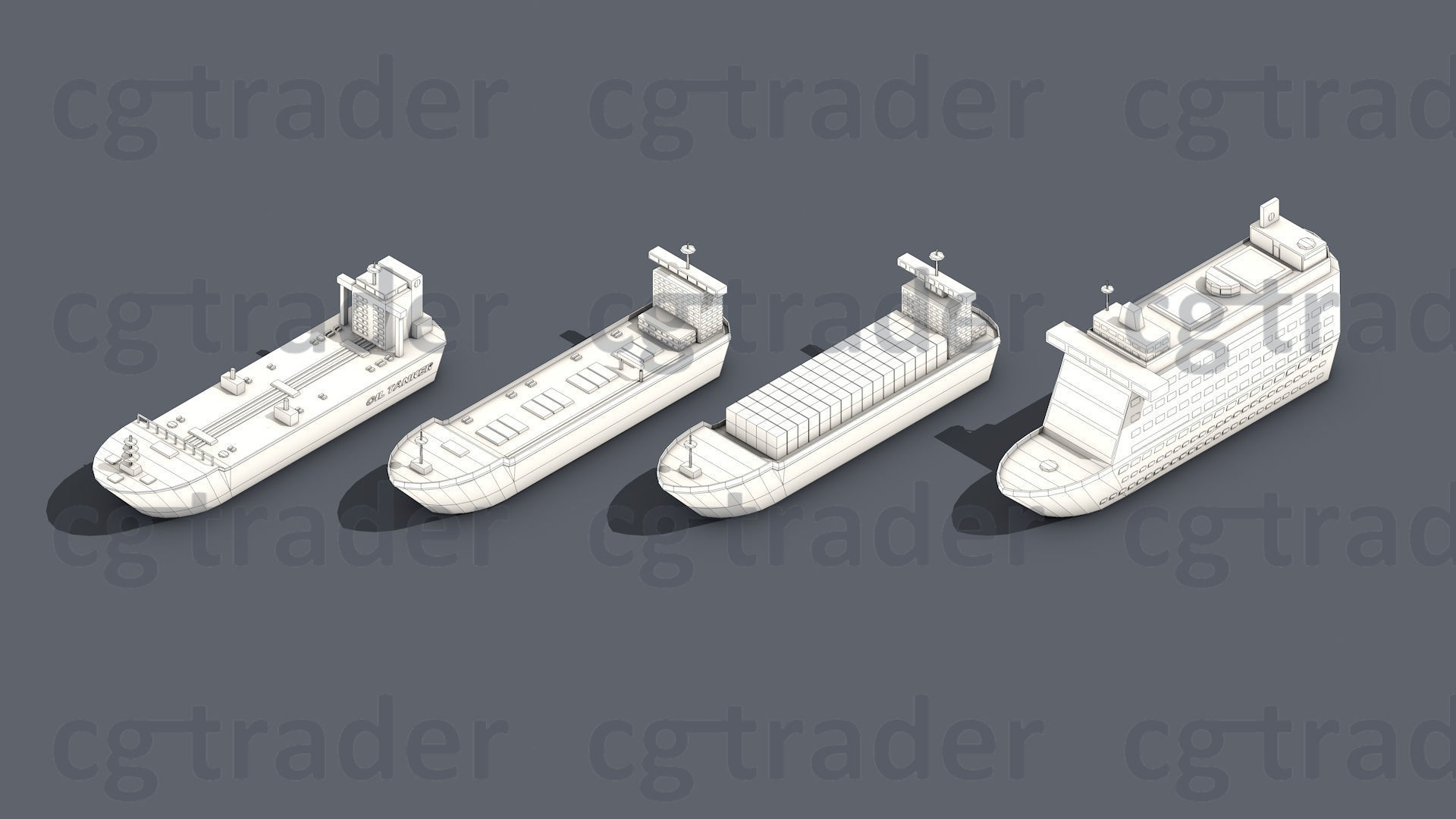 Low poly Ships pack 01 Isometric Low-poly 3D model_5