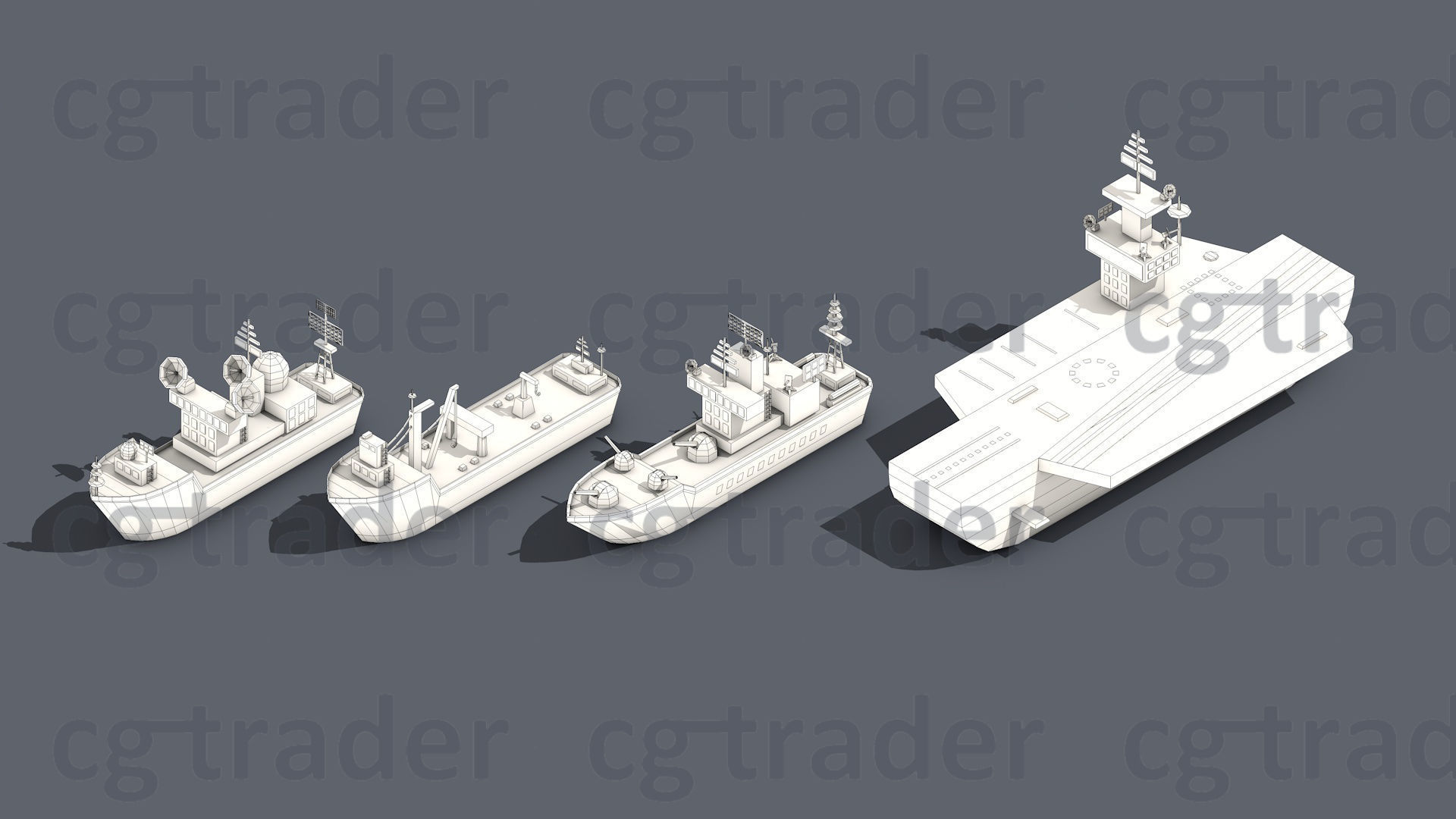 Low poly Ships pack 01 Isometric Low-poly 3D model_9