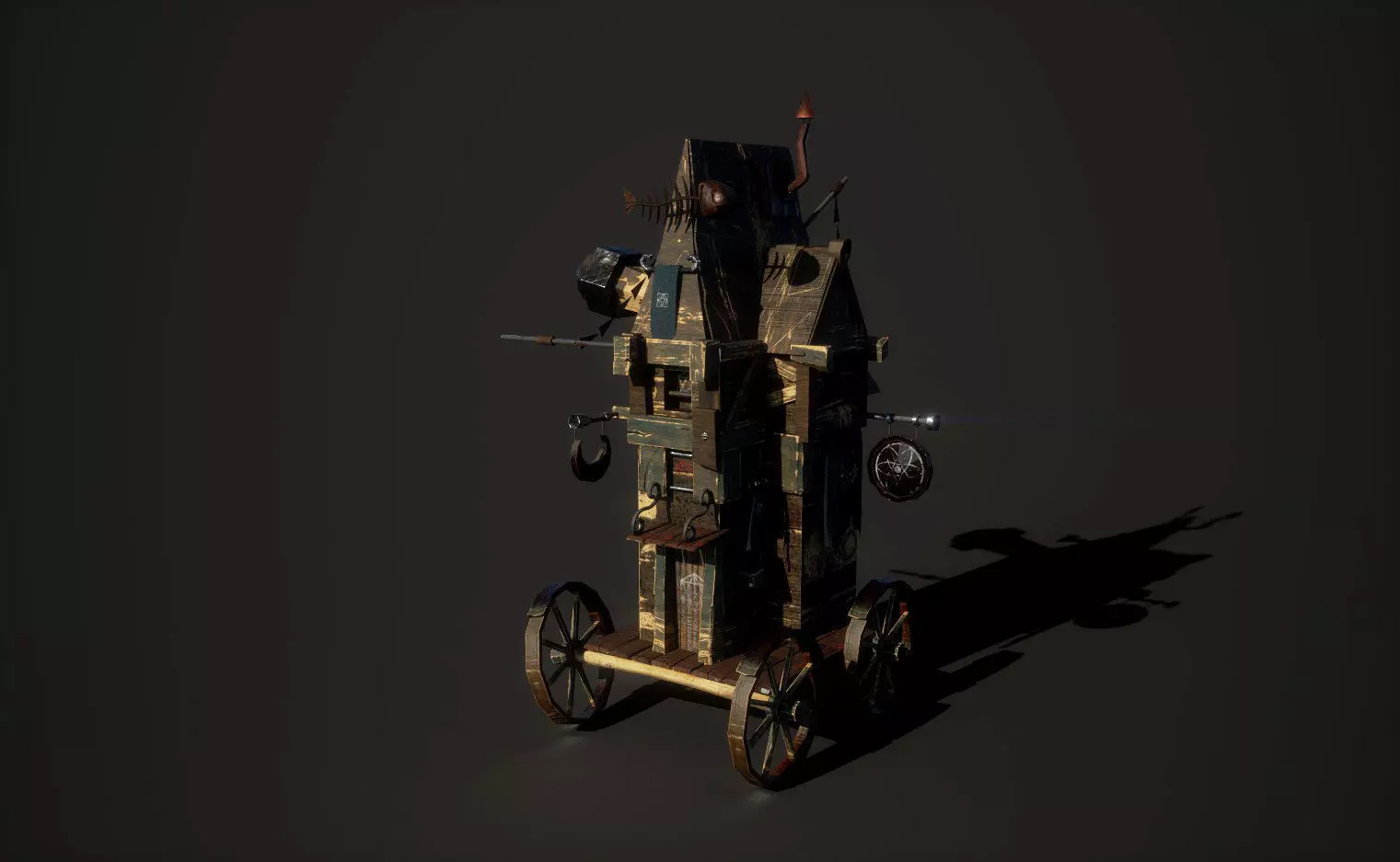 Low Poly Medieval Cart Low-poly 3D model