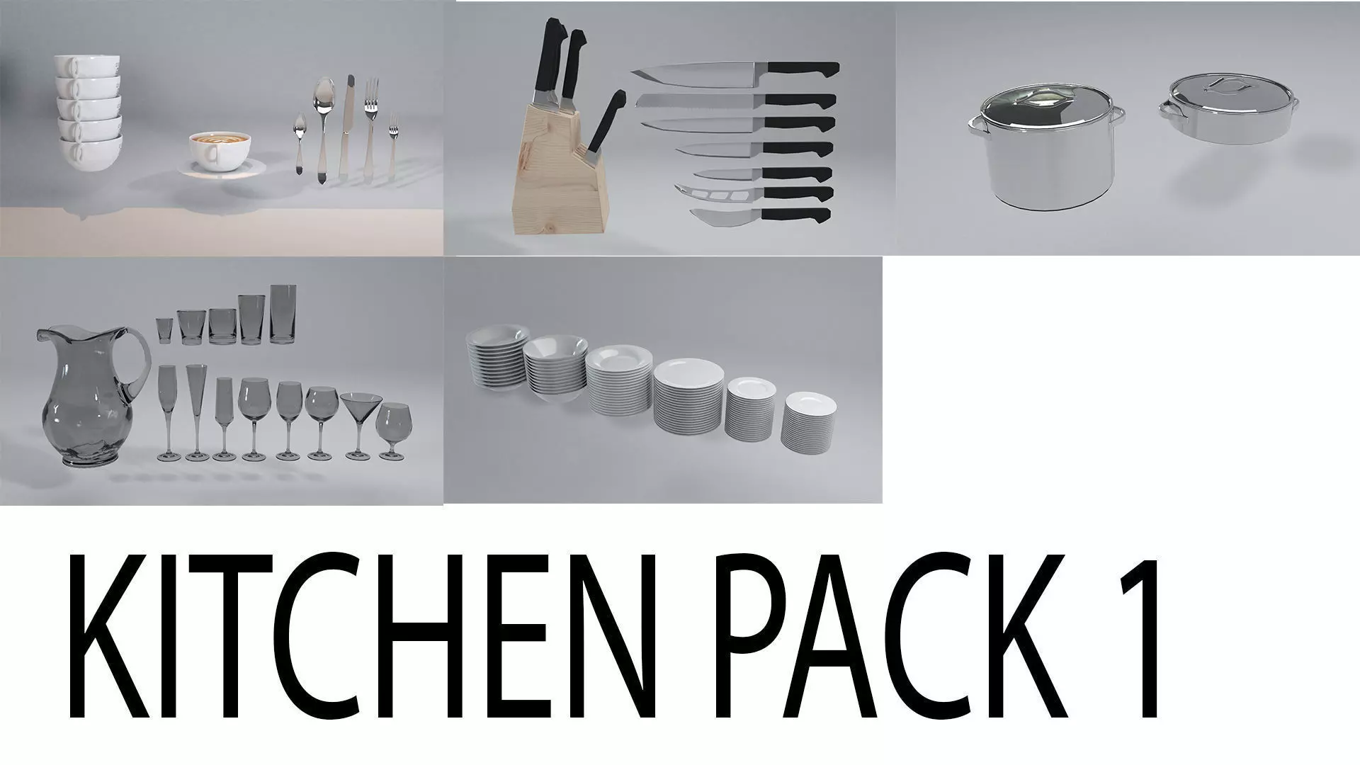 Kitchen Pack Low-poly 3D model_0