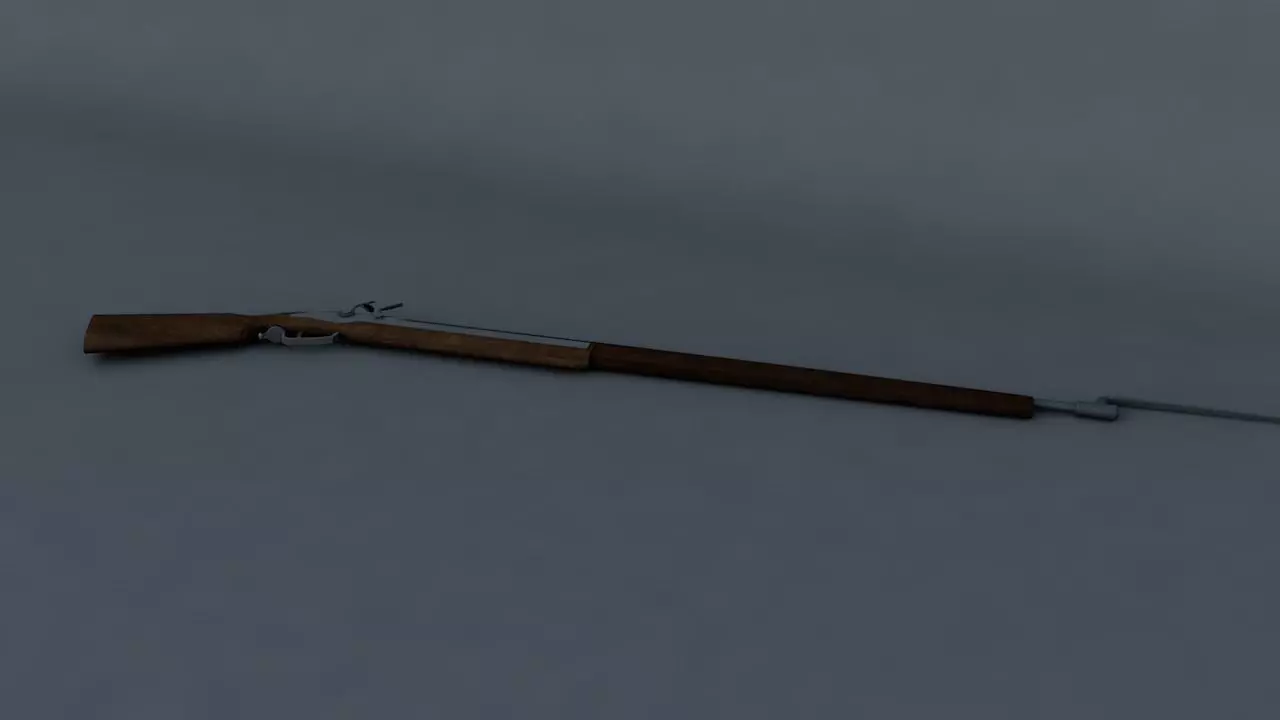 musket rifle Low-poly 3D model_0