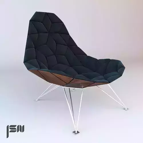 Chair lounge with fabric and metal legs 3D print model