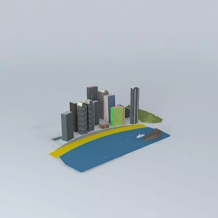 Awsome sea-front city unfinished Version 2 Free 3D model_0