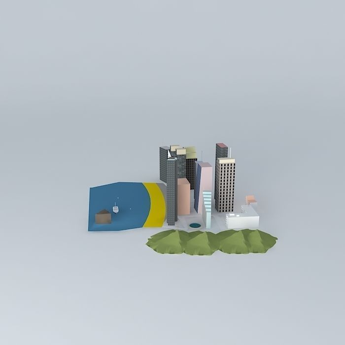 Awsome sea-front city unfinished Version 2 Free 3D model_2
