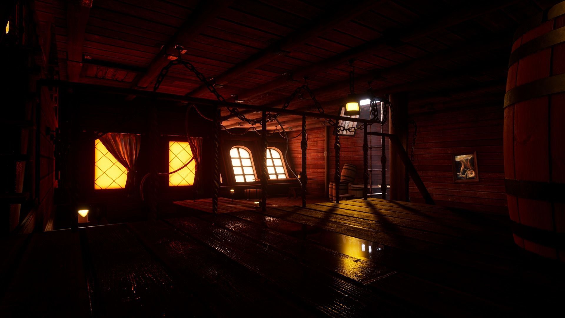 Pirate Ship Cabin Low-poly 3D model_2
