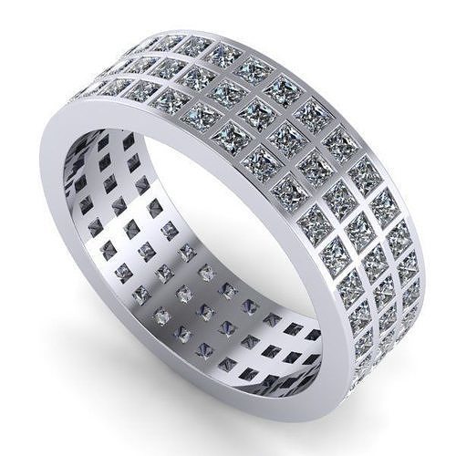 RING36 gold princess cut diamond eternity ring 3D print model