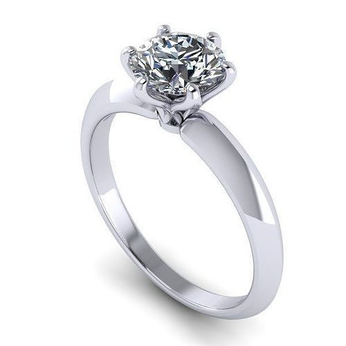 RING37 engagement ring with brilliant cut diamond 3D print model
