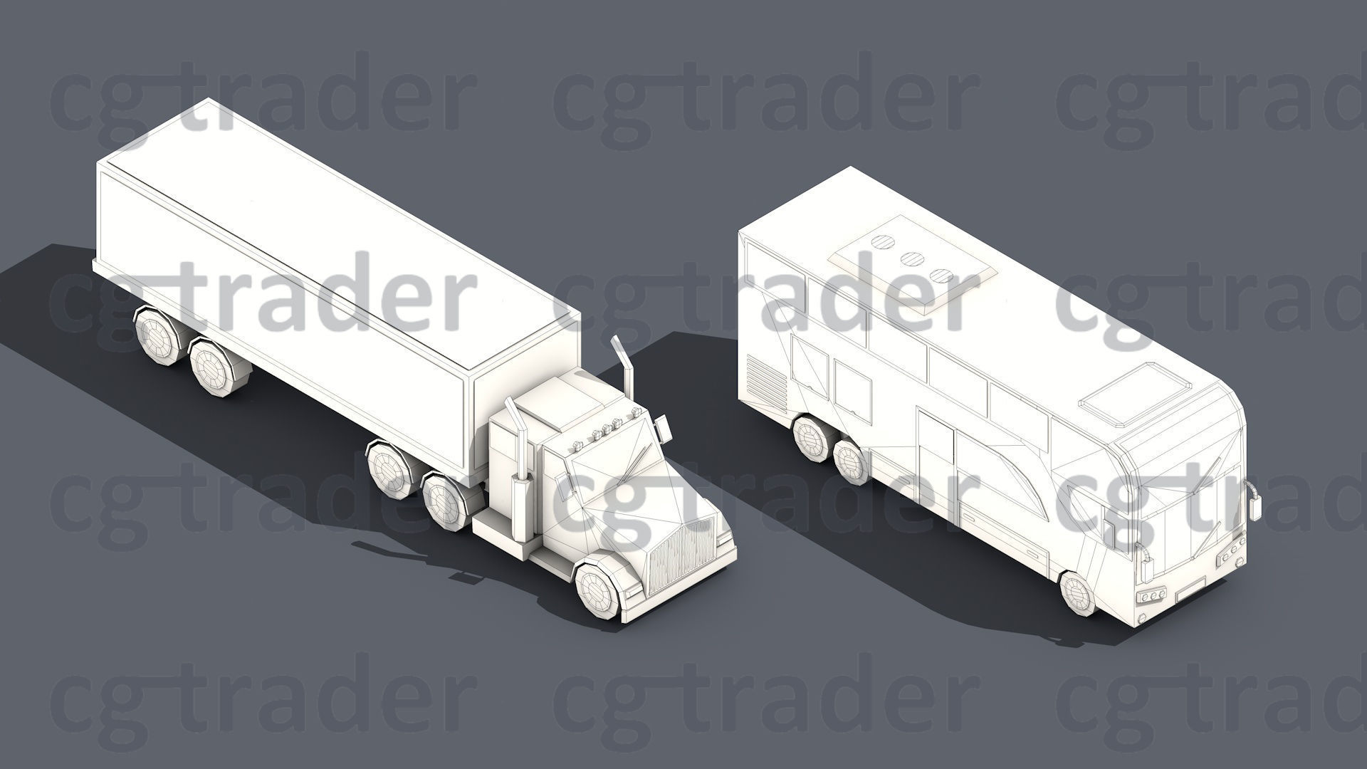 Low Poly Truck Pack 03 Isometric Low-poly 3D model_11
