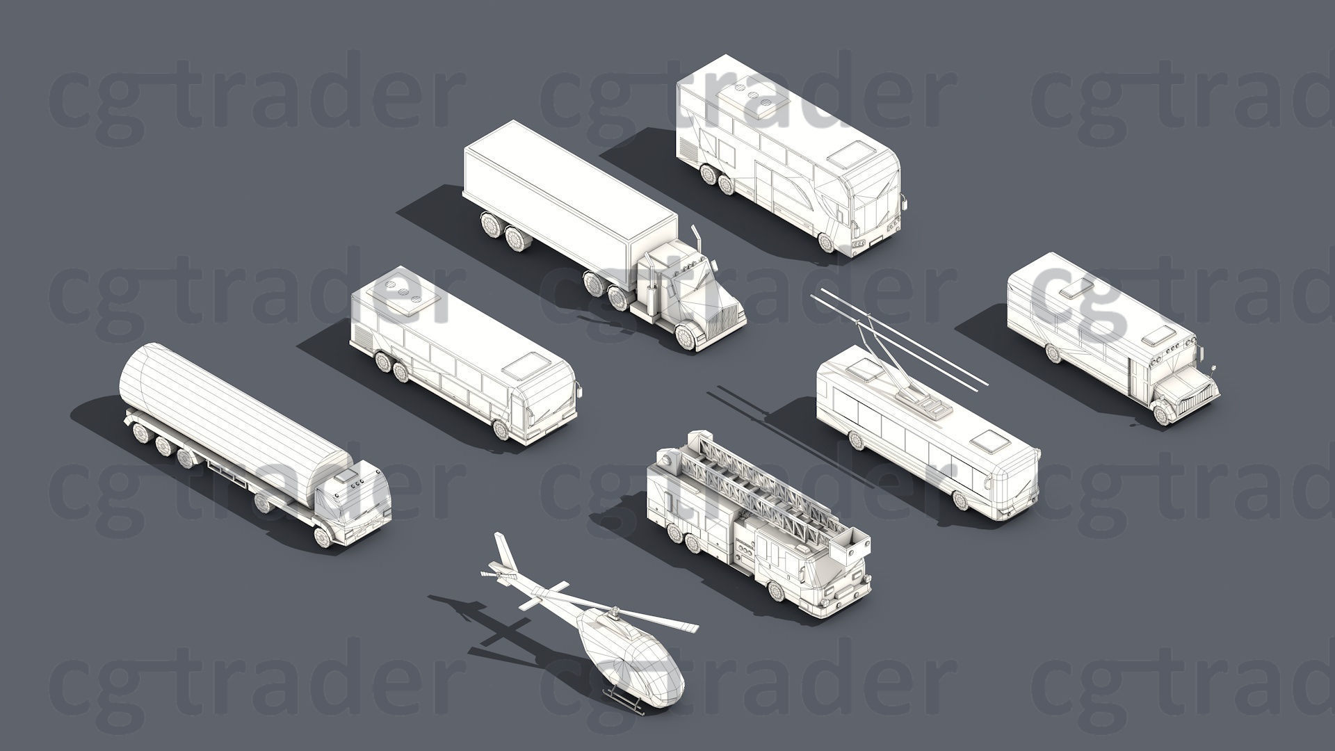 Low Poly Truck Pack 03 Isometric Low-poly 3D model_2