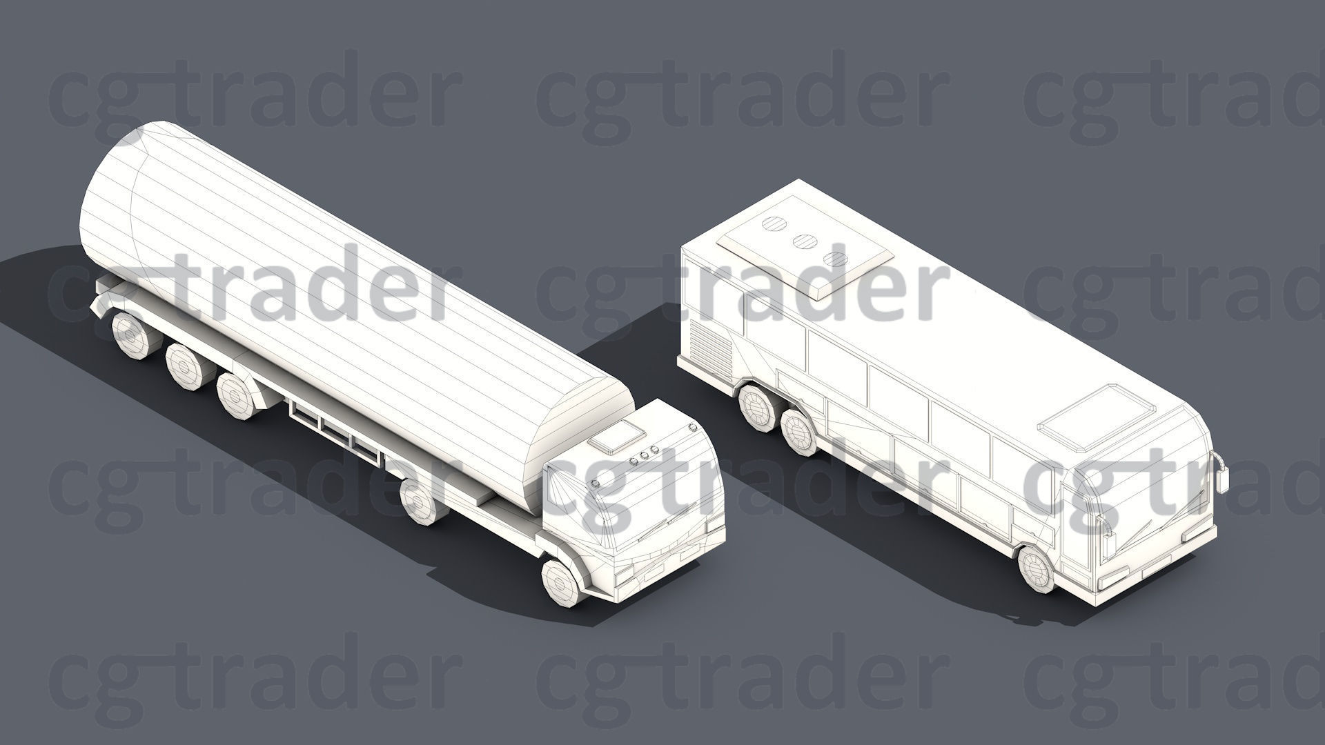Low Poly Truck Pack 03 Isometric Low-poly 3D model_9
