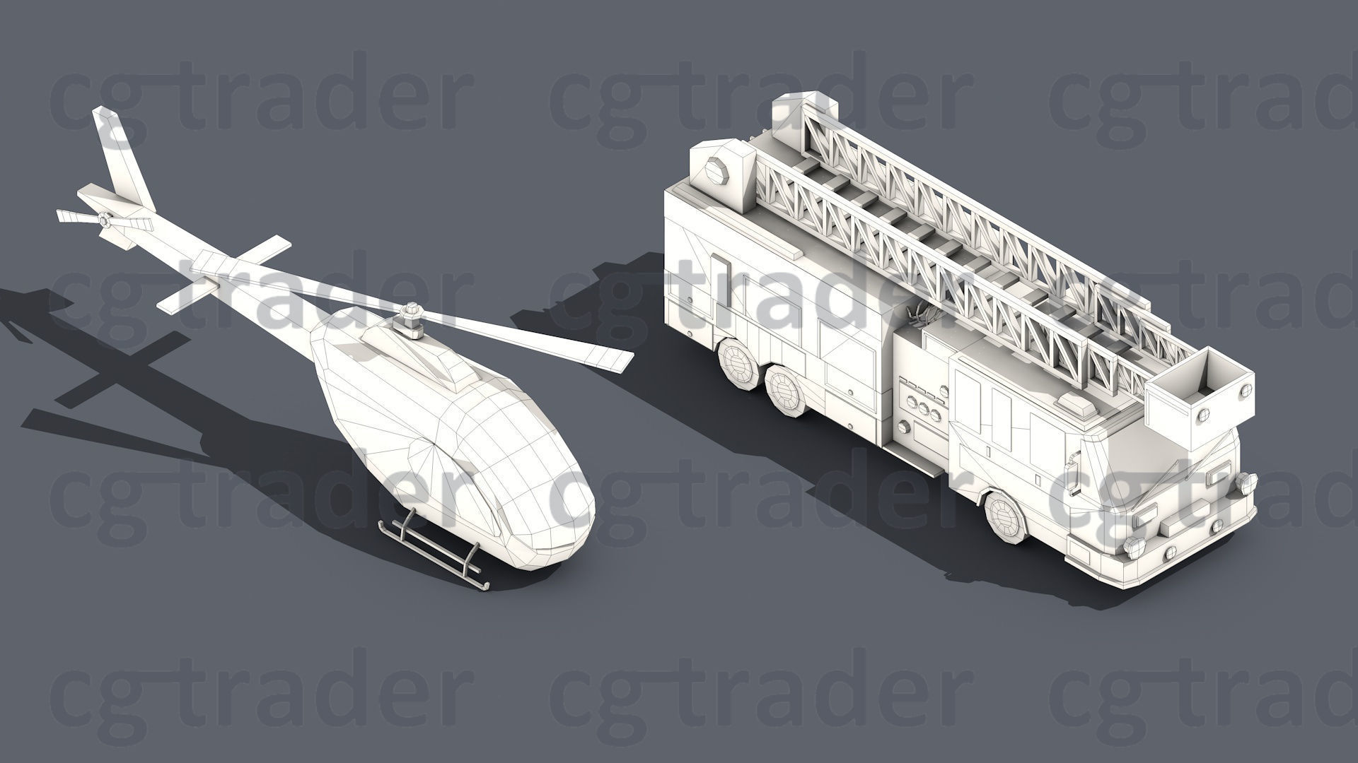 Low Poly Truck Pack 03 Isometric Low-poly 3D model_5