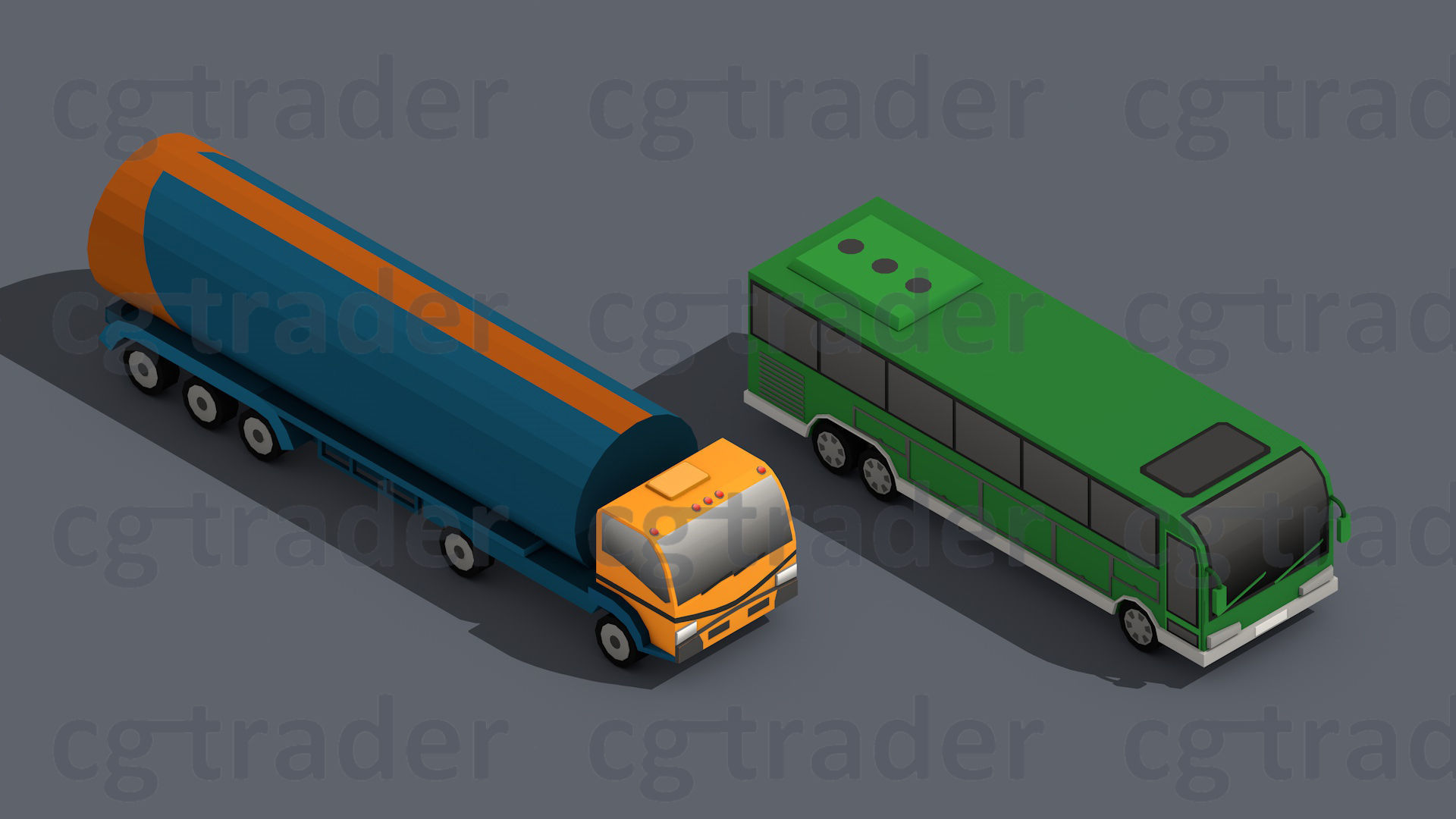 Low Poly Truck Pack 03 Isometric Low-poly 3D model_8