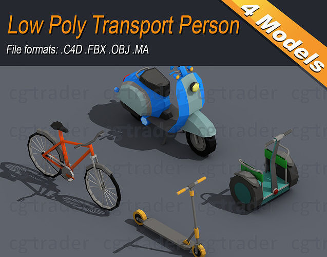 Low Poly Transport Person Isometric Low-poly 3D model