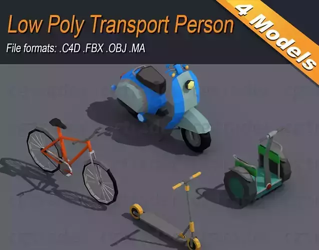 Low Poly Transport Person Isometric Low-poly 3D model