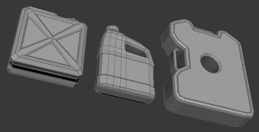 Gallons water bottle with different parts Low-poly 3D model_3