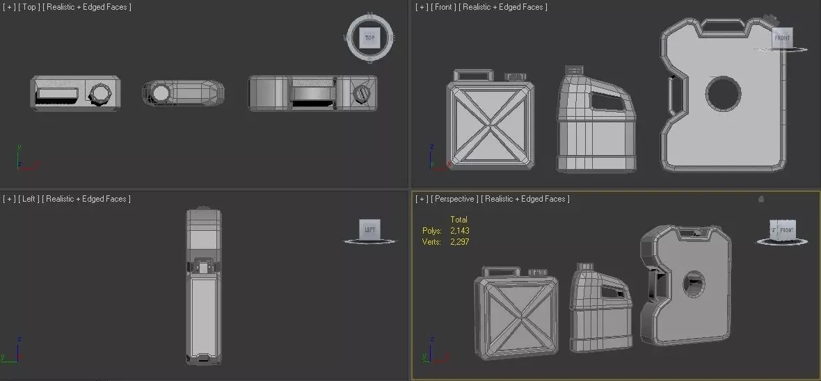 Gallons water bottle with different parts Low-poly 3D model_0