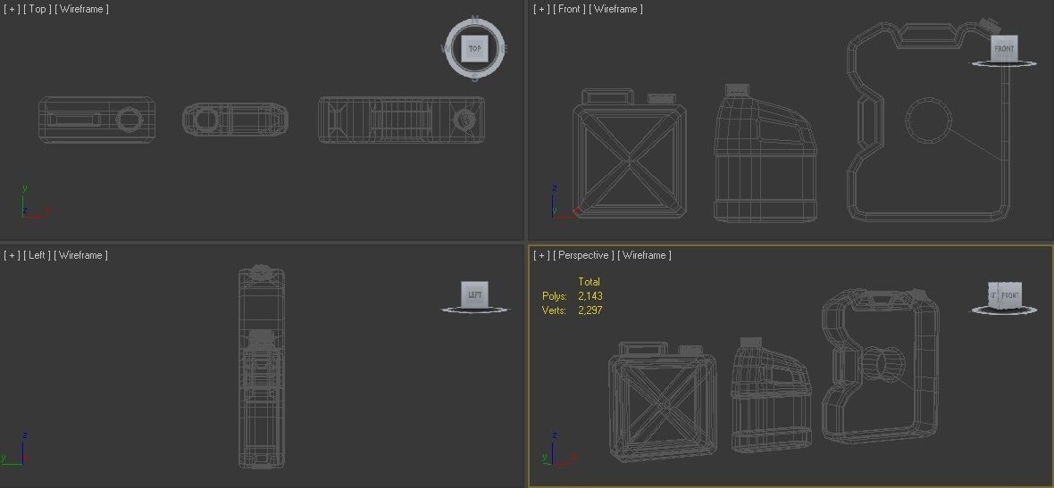 Gallons water bottle with different parts Low-poly 3D model_1