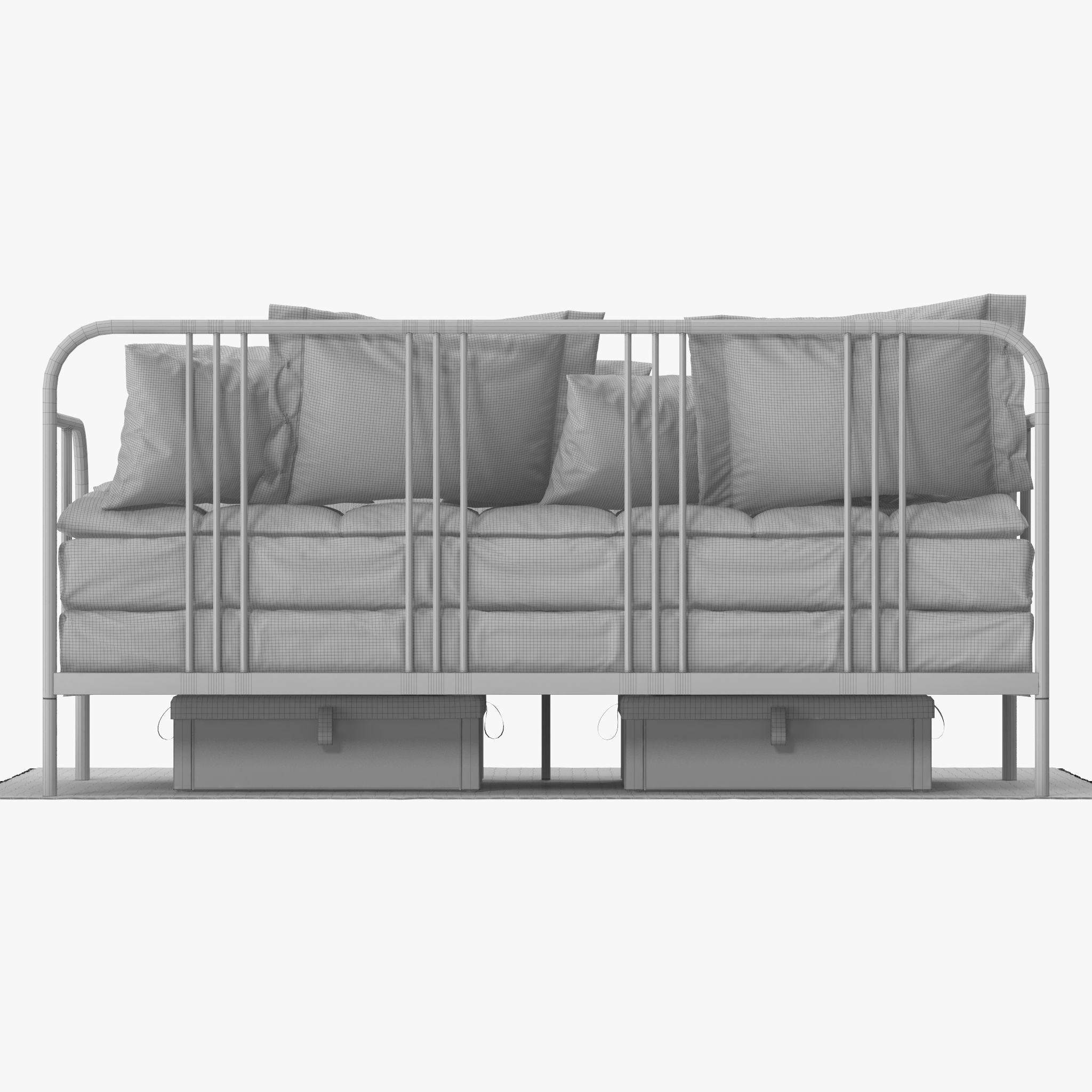 FYRESDAL daybed with floral pillows 3D model_16