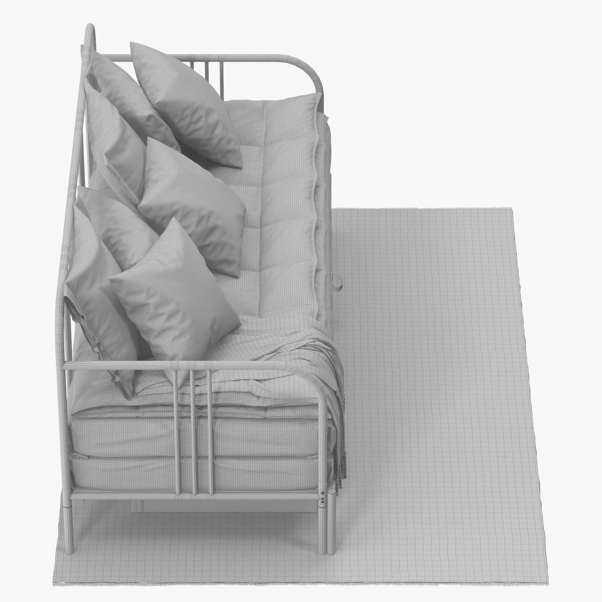 FYRESDAL daybed with floral pillows 3D model_18