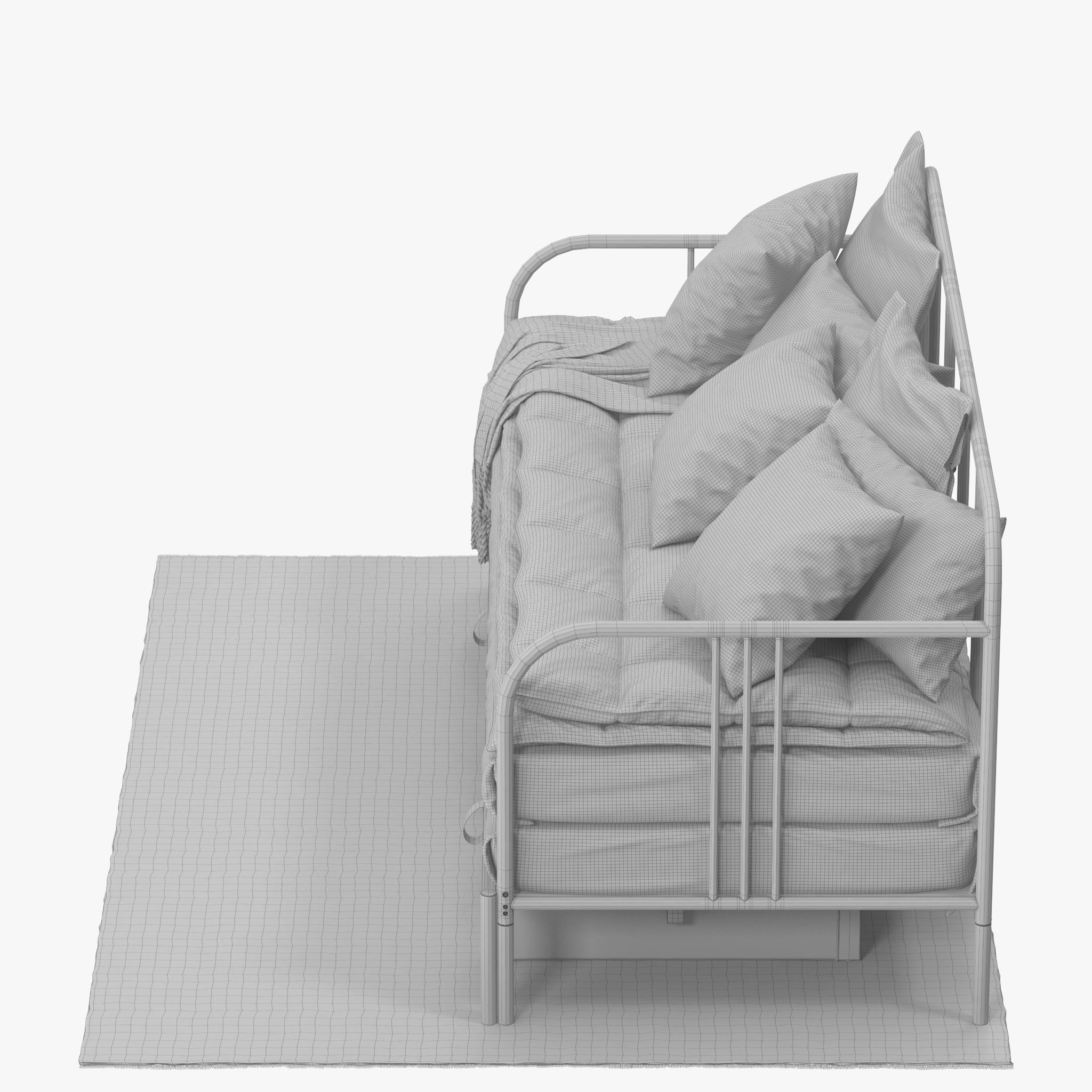 FYRESDAL daybed with floral pillows 3D model_17